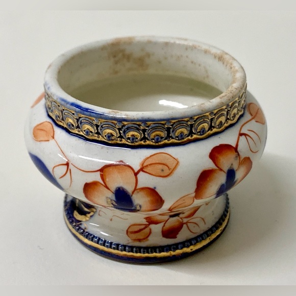 19th Century Antique Gaudy Welsh Unrecorded Pattern Metal Banded Salt Vessel - Picture 2 of 16